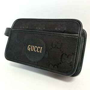 GUCCI Beige the Grid GG clutch bag Shoulder cosmetic case black